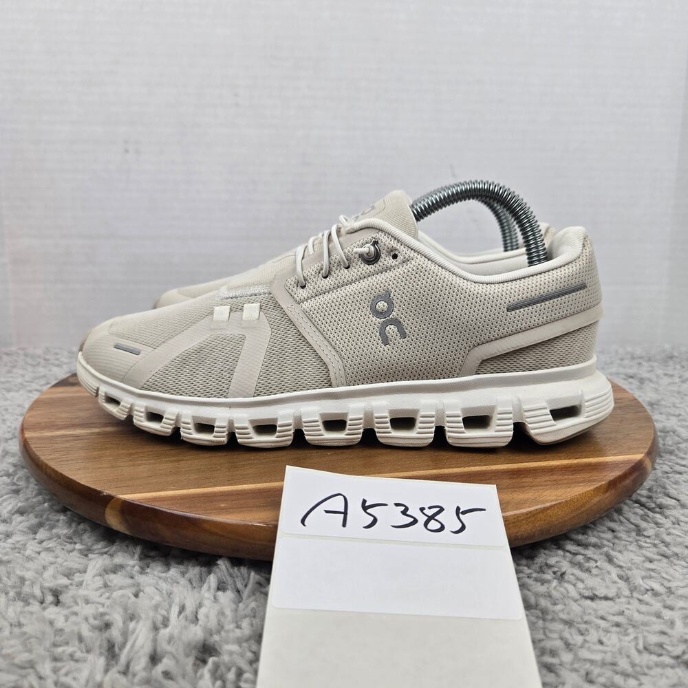 On Running Womens 8 Cloud 6 Pearl Tan White Athletic Gym Training Shoe Runner